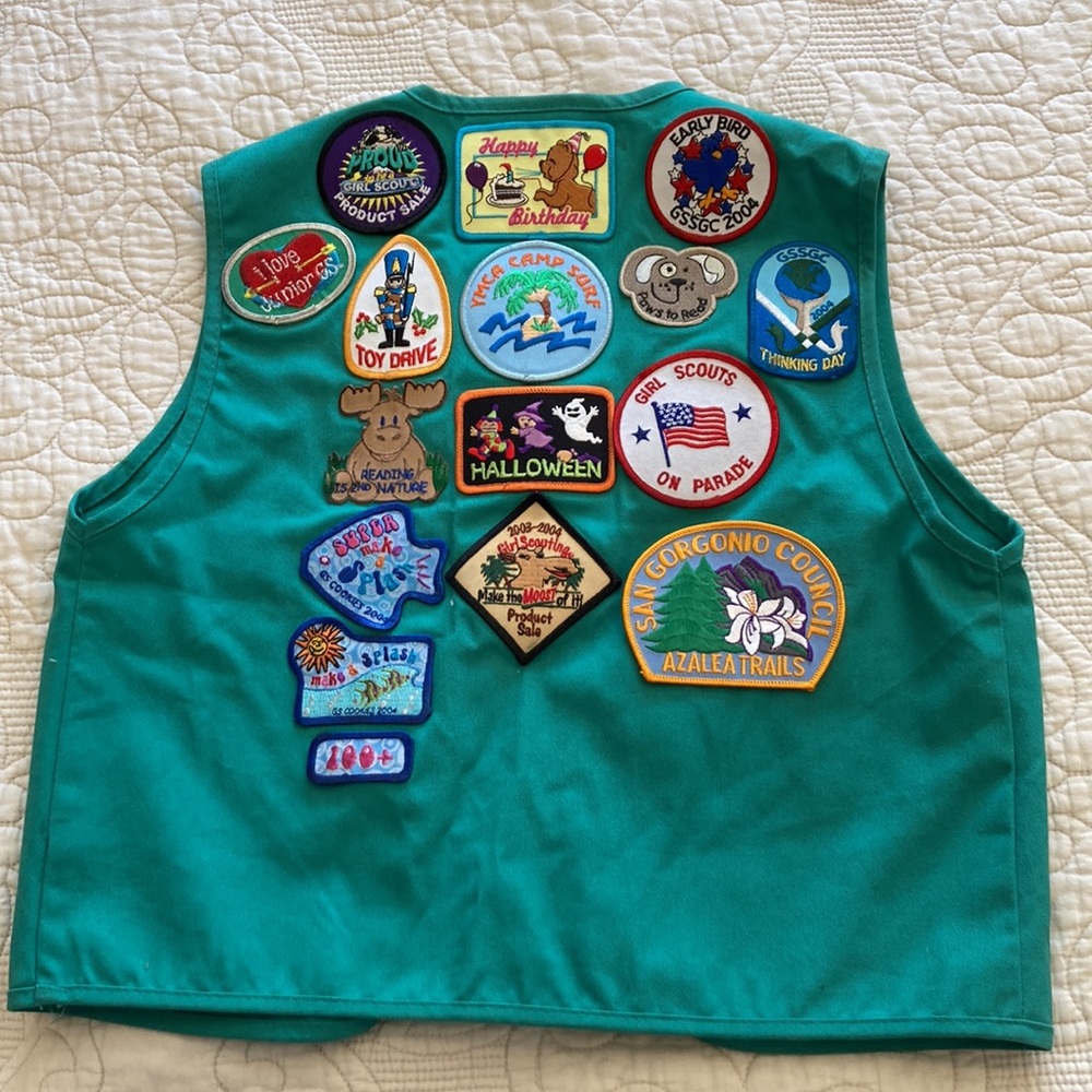Vintage Y2K millennial Girl Scout Vest with badges & Pins- Southern Calif troop